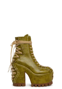 Club Exx Boots*Woodland Lucid Dream Corset Boots - Green