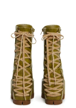 Club Exx Boots*Woodland Lucid Dream Corset Boots - Green