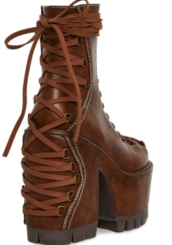 Club Exx Boots*Woodland Lucid Dream Corset Boots - Brown
