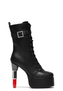 Koi Footwear Boots*X Rocky Horror Show Thrill Me Lipstick Heeled Boots - Black