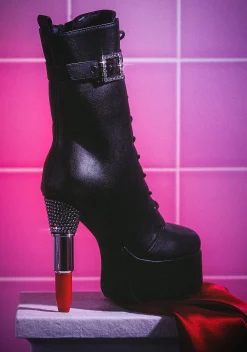 Koi Footwear Boots*X Rocky Horror Show Thrill Me Lipstick Heeled Boots - Black