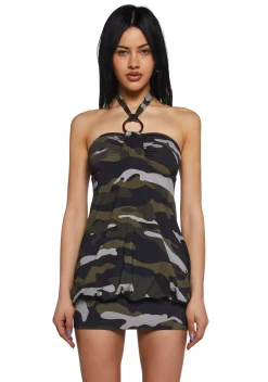 Current Mood Dresses|Mini Dresses*Y2K Bubble Mini Dress - Camo