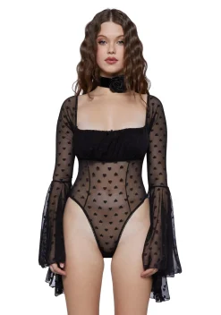 Sugar Thrillz Tops*Yours Truly Mesh Bodysuit - Black